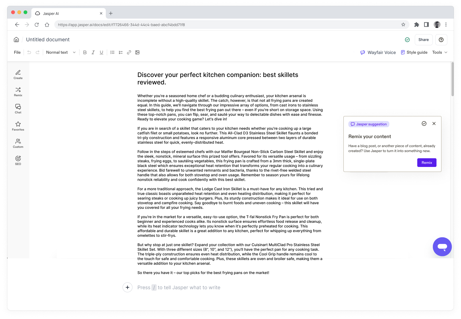 Control Suggestion Chip